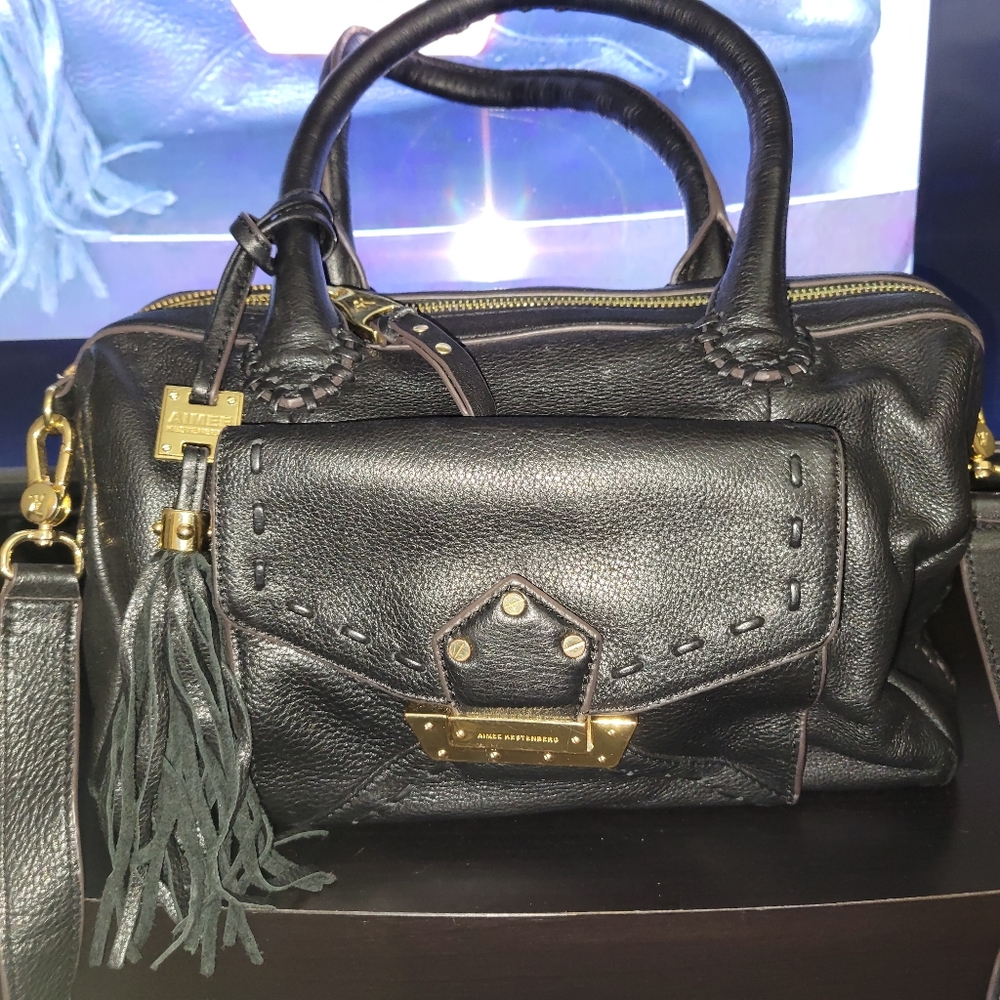 Black and gold Aimee Kestenberg crossbody bag